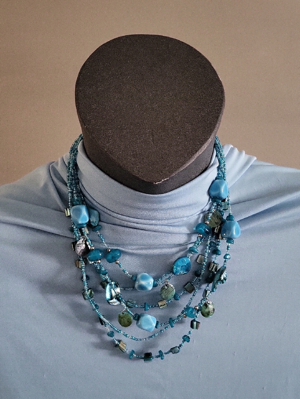 Multi-Strand Turquoise Beaded Women’s Necklace